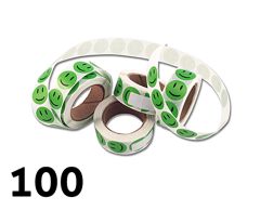 100 st. Gröna glada smiley-klistermärken 2 cm