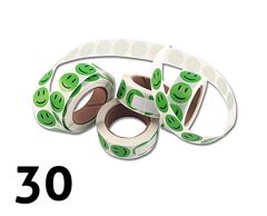 30 st. Gröna glada smiley-klistermärken 2 cm