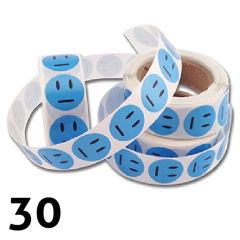 Neutral blå Smiley klistermärken 2cm - 30 stycken