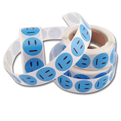 Neutrala blå smiley klistermärken på rulle