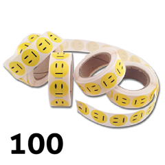 Neutral gula Smiley klistermärken 2cm - 100 stycken