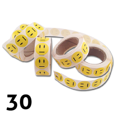 Neutral gula Smiley klistermärken 2cm - 30 stycken