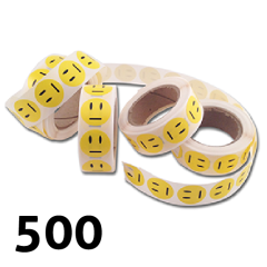 Neutral gula Smiley klistermärken 2cm - 500 stycken