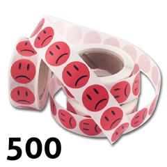 Arga röda Smiley klistermärken 2cm - 500 stycken