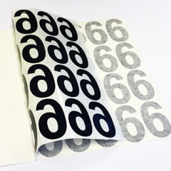 Klistermärksark med svart nummer 6