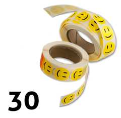 Glad Gula Smiley klistermärken 2cm - 30 stycken