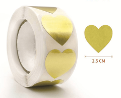 Guld Hjerte Klistermærker, 25mm, 500 stk.