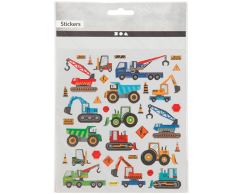Klistermærke ark med flotte traktorer og arbejdsmaskiner, 36 stk - Sølv effekt