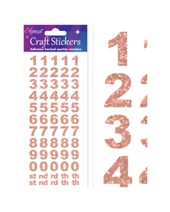 Rosa guld tal på klistermærke ark