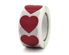 Rød Hjerte Klistermærker, 25mm, 500 stk.