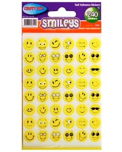 Små smileystickers, paket med 240 st
